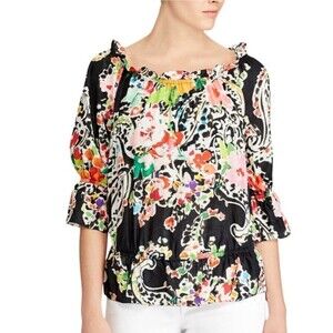 LRL Lauren Ralph Lauren NWT Women’s XL Floral Tunic Peasant Blouse